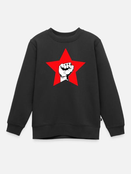 Étoile rouge avec un poing - prolétaires de tous les pays - Sweat Premium enfant bio - noir