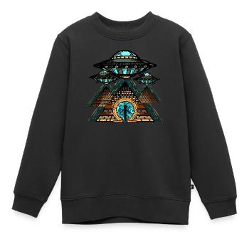 Ancient Astronaut Theorie Geschenk für - Kinder Premium Organic Sweatshirt - Schwarz - Vorne - AI Model Kid Female (0cm)