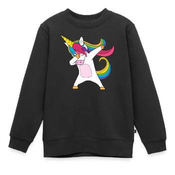 Einhorn Dabbing - Kinder Premium Organic Sweatshirt - Schwarz - Vorne - AI Model Kid Female (0cm)