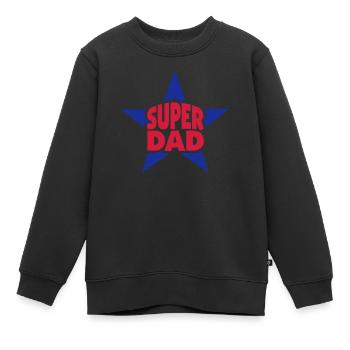 Super Papa Star - Kinder Premium Organic Sweatshirt - Schwarz - Vorne - AI Model Kid Female (0cm)