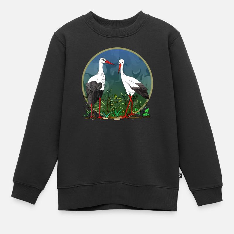 Cigognes - Sweat Premium enfant bio - noir