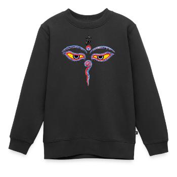Wisdom Eyes Of Buddha - Bodhnath temple eyes 1 - Sweat Premium enfant bio - noir - Devant - AI Model Kid Female (0cm)