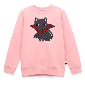 Vampire chat - Sweat Premium enfant bio - rose - Devant - AI Model Kid Female (0cm)