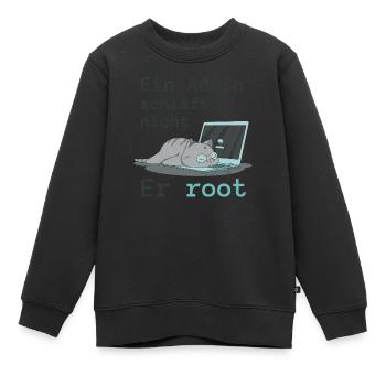 Ein Admin schläft nicht - Er root - Kinder Premium Organic Sweatshirt - Schwarz - Vorne - AI Model Kid Female (0cm)