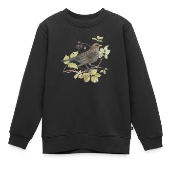 Blackbird on branch Loving watercolor drawing - Kids Premium Organic Sweatshirt - black - Front - AI Model Kid Female (0cm)