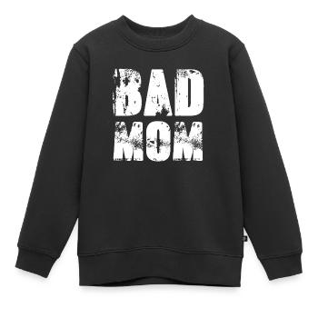 bad mom,schrift,weiss,graffiti,typo,stencil - Kinder Premium Organic Sweatshirt - Schwarz - Vorne - AI Model Kid Female (0cm)