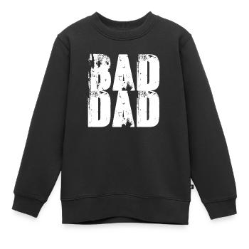 mauvais père, police, blanc, graffiti, faute de frappe, pochoir - Sweat Premium enfant bio - noir - Devant - AI Model Kid Female (0cm)