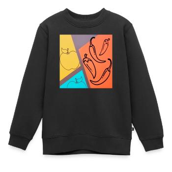 Pomme Pepperoni Chili - Sweat Premium enfant bio - noir - Devant - AI Model Kid Female (0cm)