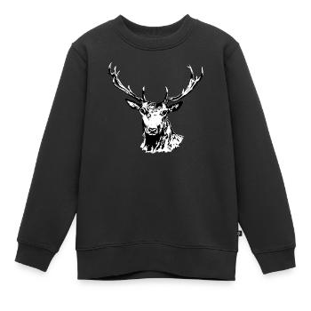 Hirsch - Kinder Premium Organic Sweatshirt - Schwarz - Vorne - AI Model Kid Female (0cm)