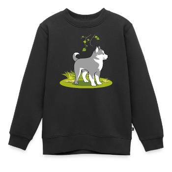 Mignon malamute sur la pelouse - Sweat Premium enfant bio - noir - Devant - AI Model Kid Female (0cm)