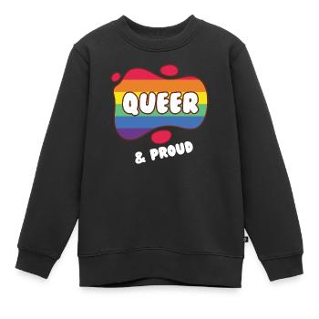 Queer et fier - Sweat Premium enfant bio - noir - Devant - AI Model Kid Female (0cm)
