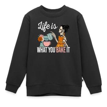 Boulangerie Baker Boulangerie Boulangerie Gâteau de confiserie - Sweat Premium enfant bio - noir - Devant - AI Model Kid Female (0cm)
