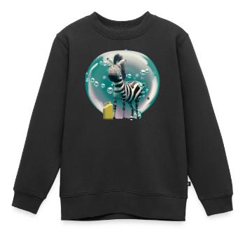 Zebra, Art numérique - Sweat Premium enfant bio - noir - Devant - AI Model Kid Female (0cm)
