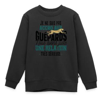 Guépard Jaguar Léopard Cadeau Animal Humour Wild - Sweat Premium enfant bio - noir - Devant - AI Model Kid Female (0cm)