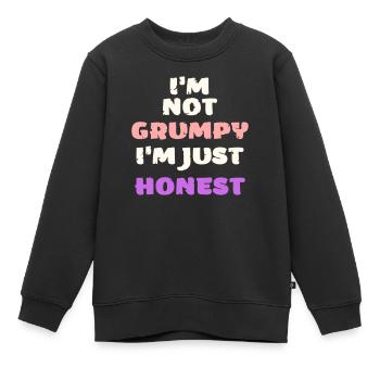 Lustiger mürrisch launisch wütender ehrlich Vektor - Kinder Premium Organic Sweatshirt - Schwarz - Vorne - AI Model Kid Female (0cm)