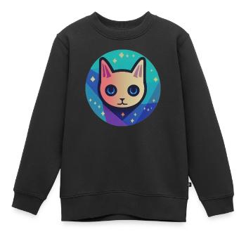 Astro Chat - Sweat Premium enfant bio - noir - Devant - AI Model Kid Female (0cm)