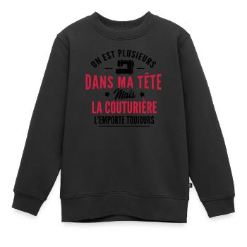cadeau humour couturière - Sweat Premium enfant bio - noir - Devant - AI Model Kid Female (0cm)