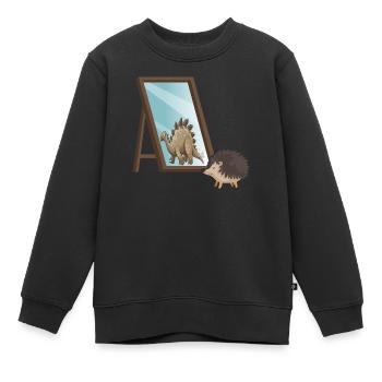 Herbst-Motivation Igel selbstbewusst Spiegelbild - Kinder Premium Organic Sweatshirt - Schwarz - Vorne - AI Model Kid Female (0cm)