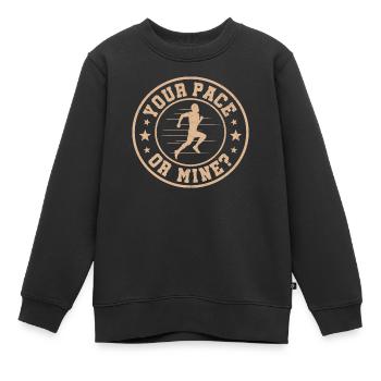 your pace or mine Design for a runner - Kids Premium Organic Sweatshirt - black - Front - AI Model Kid Female (0cm)