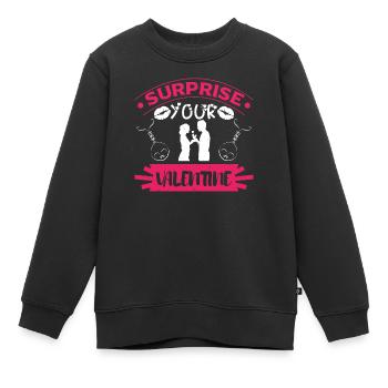 SURPRENEZ LA SAINT-VALENTIN - Sweat Premium enfant bio - noir - Devant - AI Model Kid Female (0cm)