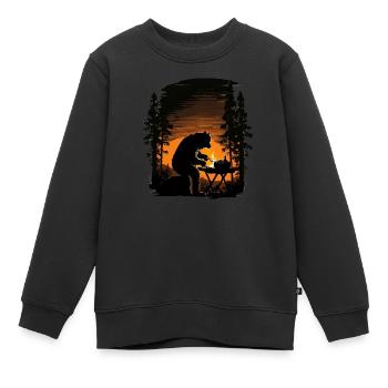 The bear on the barbecue - Kids Premium Organic Sweatshirt - black - Front - AI Model Kid Female (0cm)