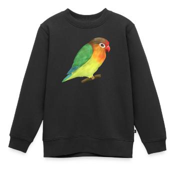 Eine digitale Zeichnung einer Agapornis - Kinder Premium Organic Sweatshirt - Schwarz - Vorne - AI Model Kid Female (0cm)