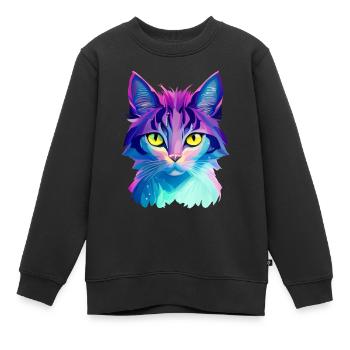 Katze Bunt - Kinder Premium Organic Sweatshirt - Schwarz - Vorne - AI Model Kid Female (0cm)