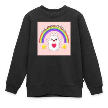 Happiness Hase mit Regenbogen - Kinder Premium Organic Sweatshirt - Schwarz - Vorne - AI Model Kid Female (0cm)
