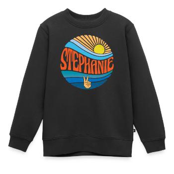 Stéphanie Chemise Vintage Coucher de soleil Stéphanie Groovy - Sweat Premium enfant bio - noir - Devant - AI Model Kid Female (0cm)