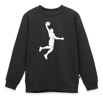 Basketballspieler Silhouette Basketball - Kinder Premium Organic Sweatshirt - Schwarz - Vorne - AI Model Kid Female (0cm)
