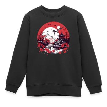Folklore japonais - Sweat Premium enfant bio - noir - Devant - AI Model Kid Female (0cm)