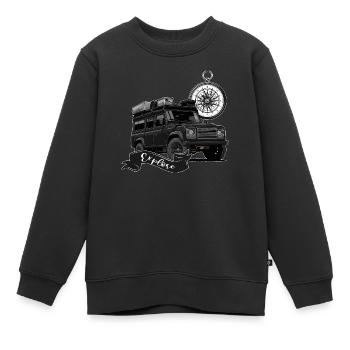 Defender // Tente de toit // Tente de toit Nomads // Extérieur - Sweat Premium enfant bio - noir - Devant - AI Model Kid Female (0cm)