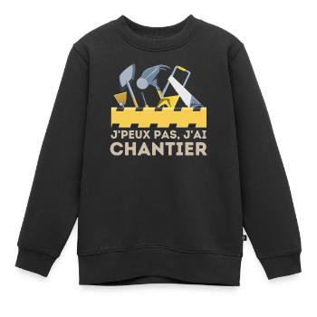 Chantier de construction - Sweat Premium enfant bio - noir - Devant - AI Model Kid Female (0cm)