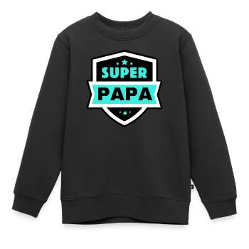 Super papa 2 - Sweat Premium enfant bio - noir - Devant - AI Model Kid Female (0cm)