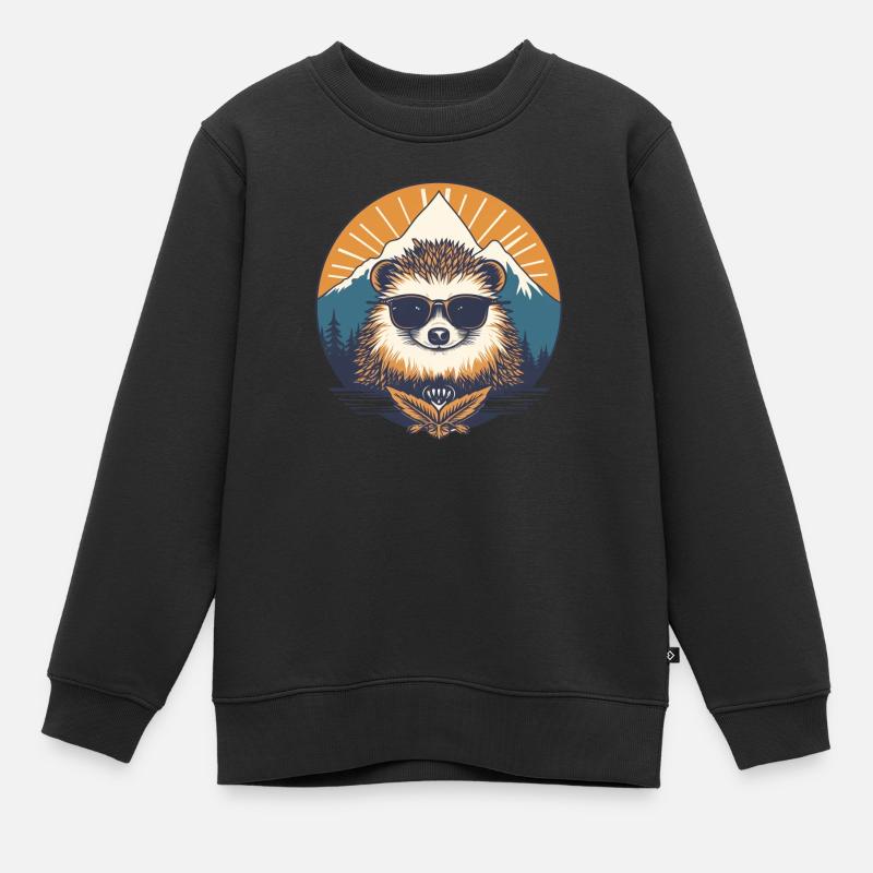 Hérisson cool - Sweat Premium enfant bio - noir