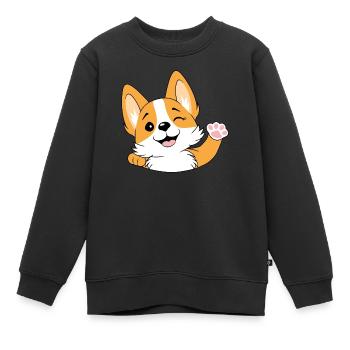 Willkommens-Corgi - Kinder Premium Organic Sweatshirt - Schwarz - Vorne - AI Model Kid Female (0cm)