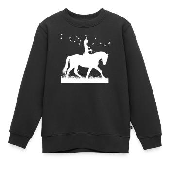 Cavalier - Sweat Premium enfant bio - noir - Devant - AI Model Kid Female (0cm)