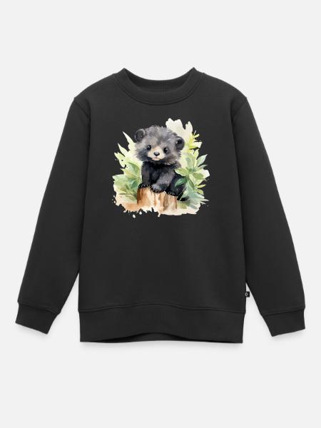 Ours brun - Sweat Premium enfant bio - noir