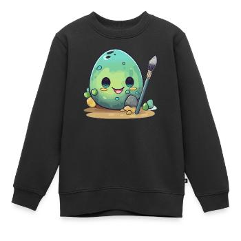 Ei mit Pinsel - Kinder Premium Organic Sweatshirt - Schwarz - Vorne - AI Model Kid Female (0cm)