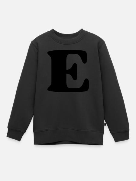 Lettre e - Sweat Premium enfant bio - noir