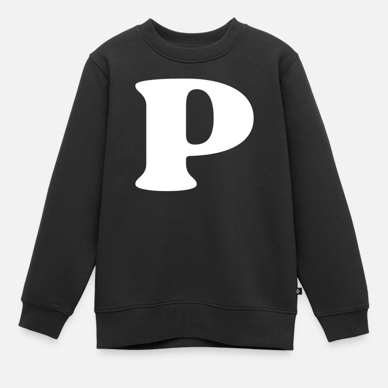 Lettre p - Sweat Premium enfant bio - noir