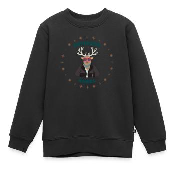 Reindeer Biker Rebell - Kinder Premium Organic Sweatshirt - Schwarz - Vorne - AI Model Kid Female (0cm)