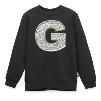 G, lettre, lettre G, initiale, initiale G, monogramme, - Sweat Premium enfant bio - noir - Devant - AI Model Kid Female (0cm)