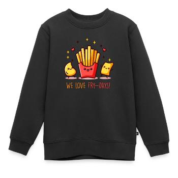 We Love Fry Days - Kids Premium Organic Sweatshirt - black - Front - AI Model Kid Female (0cm)