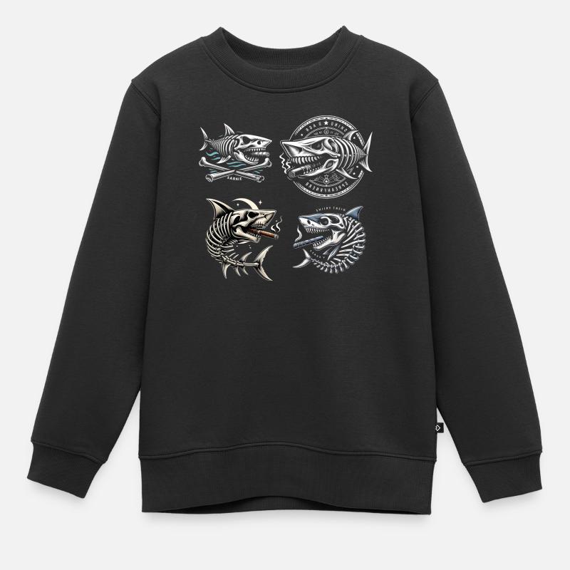 4 Haie - Kinder Premium Organic Sweatshirt - Schwarz