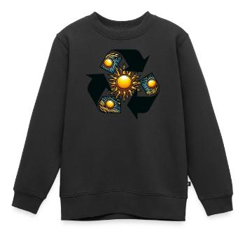Soleil de recyclage - Sweat Premium enfant bio - noir - Devant - AI Model Kid Female (0cm)