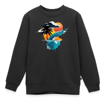 Sonnenuntergang am Meer - Sonne, Meer und Palme - Kinder Premium Organic Sweatshirt - Schwarz - Vorne - AI Model Kid Female (0cm)