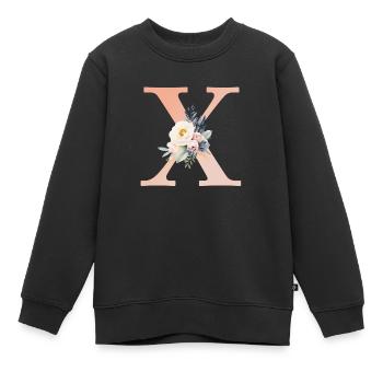X Monogramm , Floral, Boho - Kinder Premium Organic Sweatshirt - Schwarz - Vorne - AI Model Kid Female (0cm)