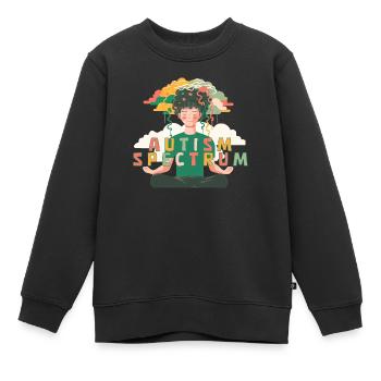 Heureux enfant du spectre de l’autisme méditant des pensées. - Sweat Premium enfant bio - noir - Devant - AI Model Kid Female (0cm)