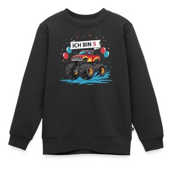 Monster Truck - Ich bin 5 - Einzigartiges Geschenk - Kinder Premium Organic Sweatshirt - Schwarz - Vorne - AI Model Kid Female (0cm)